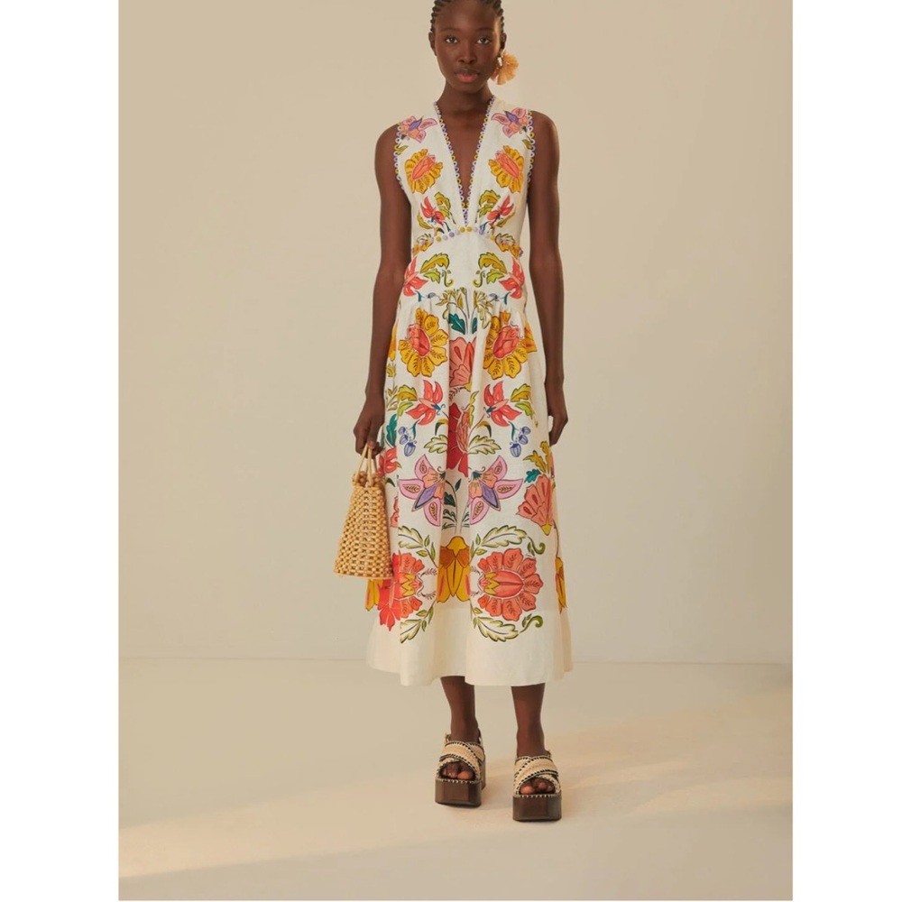 FARM Rio Colorful Floral Midi Dress